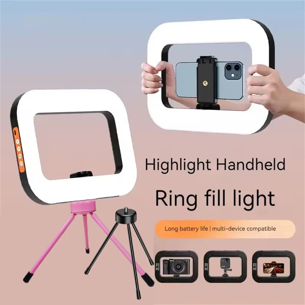 MEUYAG new Handheld Ring LED Rechargeable Fill light Portable Phone Live Broadcast Photography Desktop Rabbit Cage Selfie Light