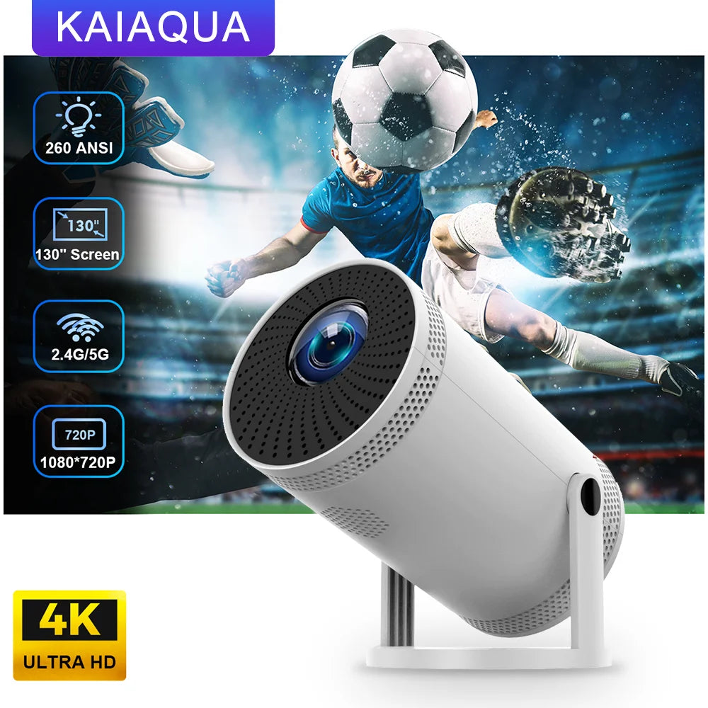 4K Portable 720P Projector 260ANSI Lumens 180° Rotate Home Theater Perfect Christmas Gift Wifi6 BT5.4 Outdoor Portable Projector