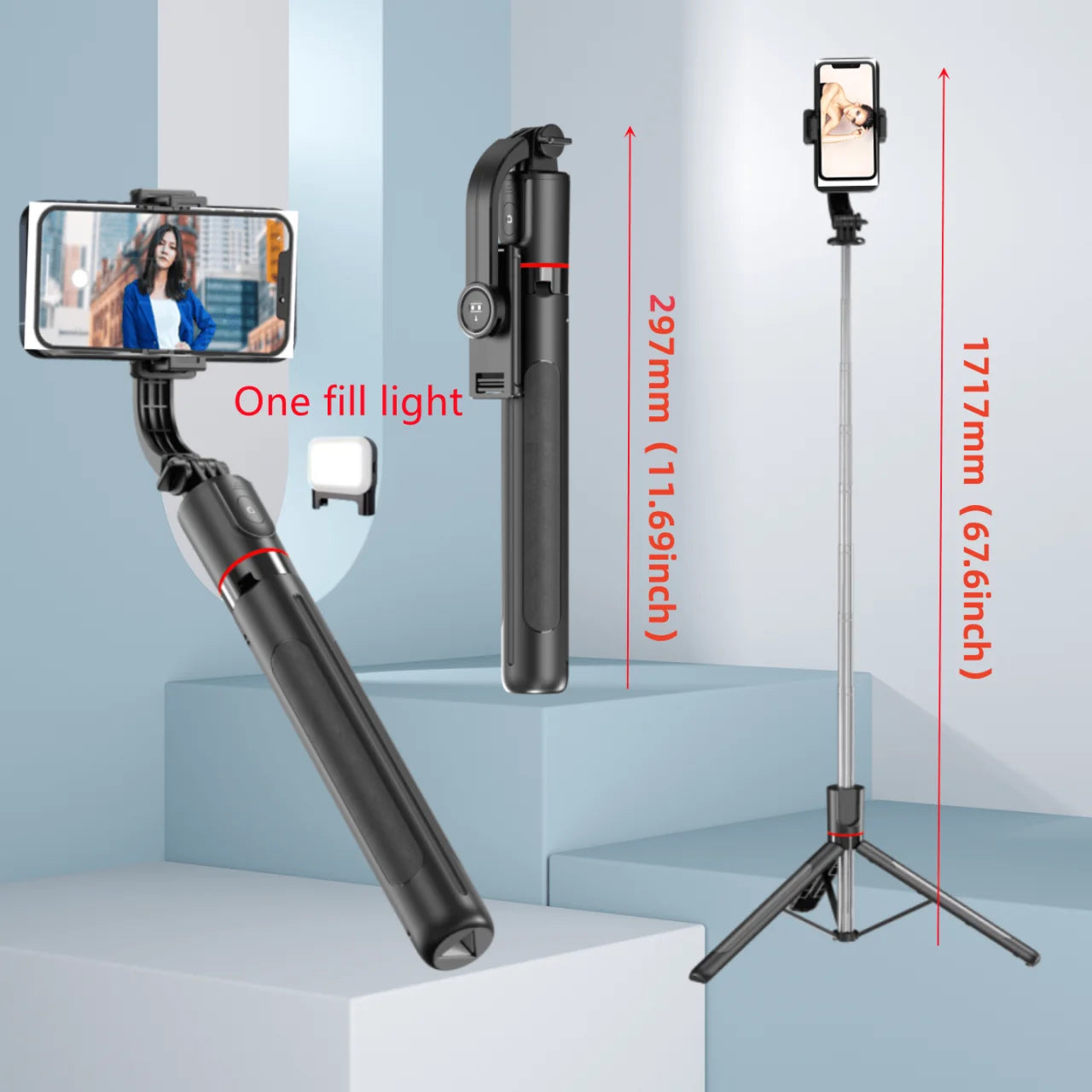 MEUYAG 2025 new Selfie Stick Tripod Portable Smartphone Stand Mount With light For iphone Android with Wireless Bluetooth Remote