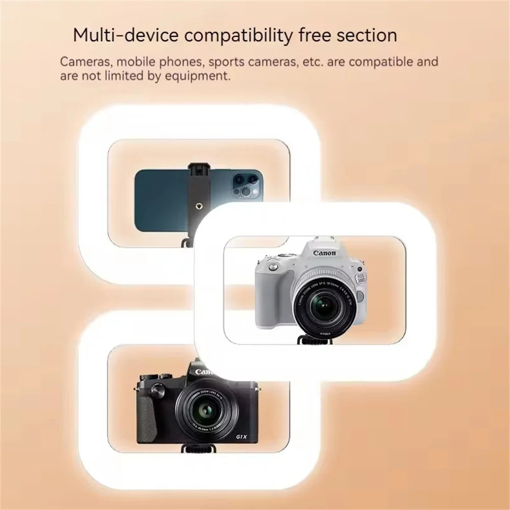 MEUYAG new Handheld Ring LED Rechargeable Fill light Portable Phone Live Broadcast Photography Desktop Rabbit Cage Selfie Light