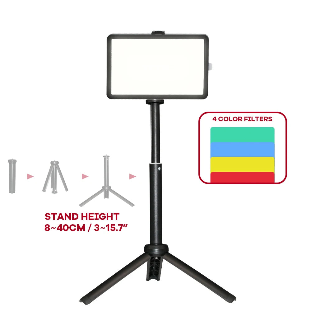 6 Inch Mini LED Selfie Square Ring Light Desktop Video Lamp With Tripod Stand USB Plug For YouTuber Live Vlog Makeup Studio
