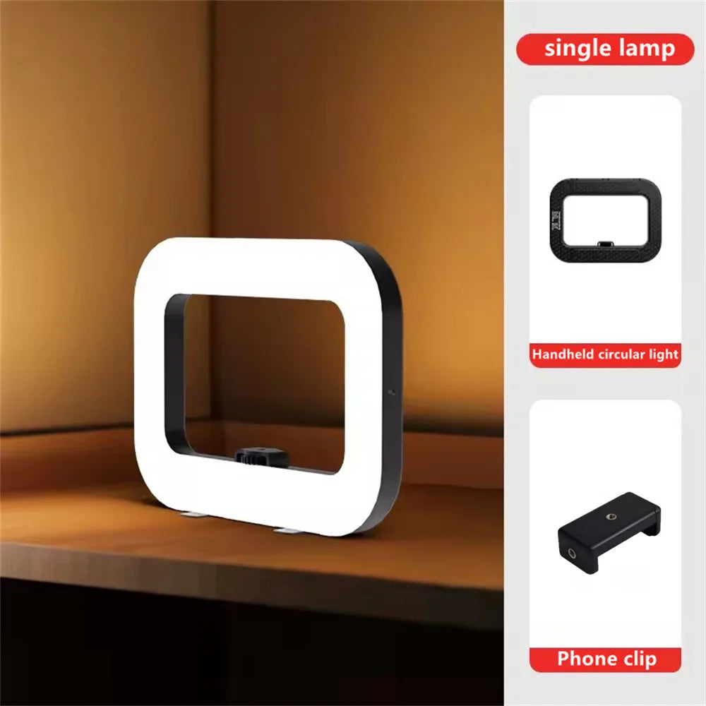 MEUYAG new Handheld Ring LED Rechargeable Fill light Portable Phone Live Broadcast Photography Desktop Rabbit Cage Selfie Light