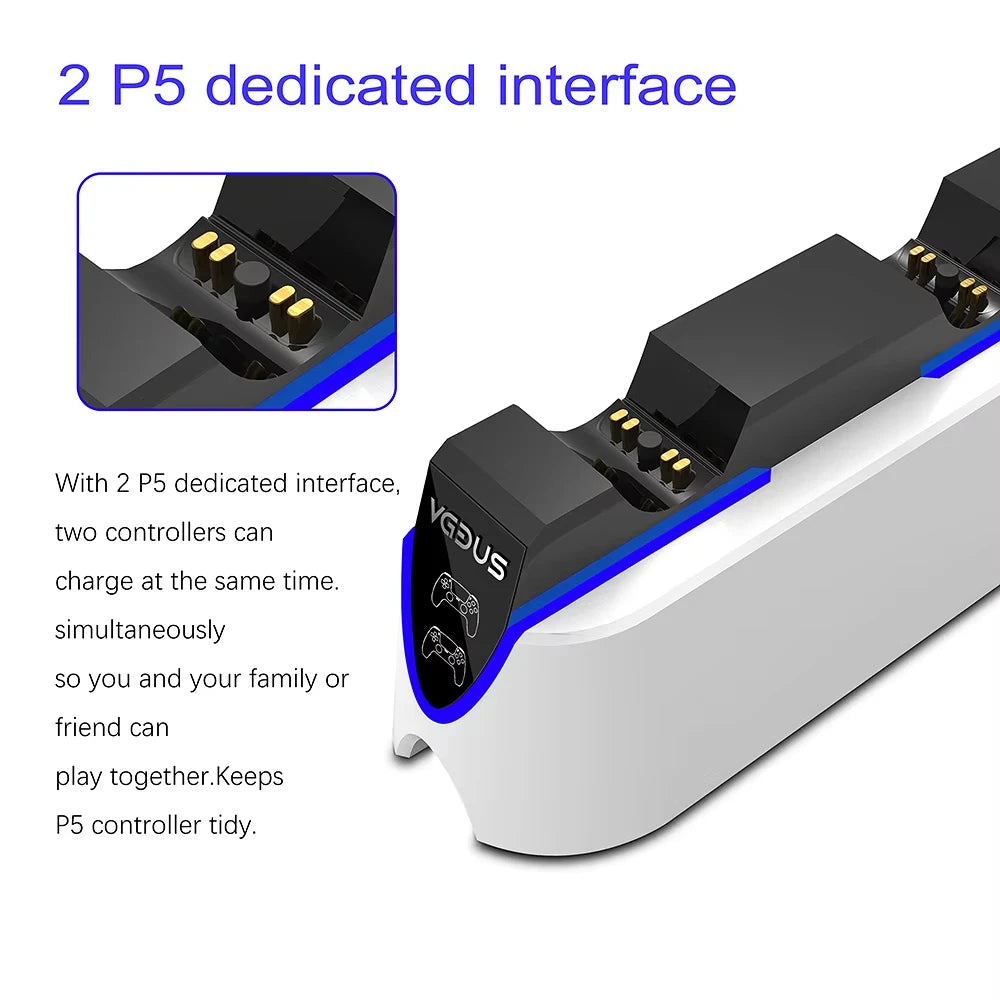 Dual Fast Charger for PS5 Wireless Controller USB 3.1 Type-C Charging Cradle Dock Station for Sony PlayStation5 Joystick Gamepad