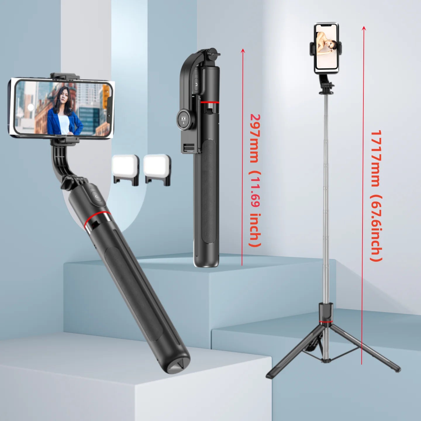 MEUYAG 2025 new Selfie Stick Tripod Portable Smartphone Stand Mount With light For iphone Android with Wireless Bluetooth Remote