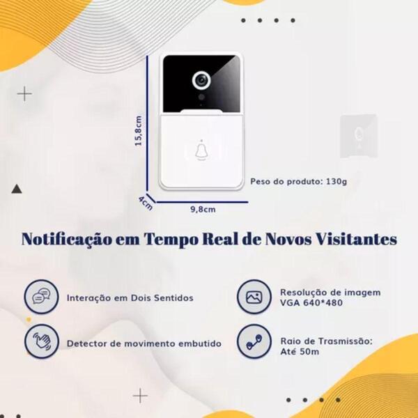 Campainha Inteligente com Câmera Wi-Fi – Segurança e Praticidade na Porta da Sua Casa 🏡📱